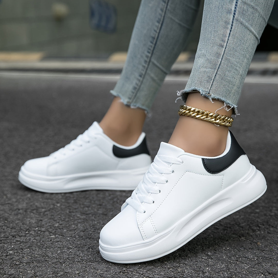 Amira | Classic White Lace-up Sneakers For Women