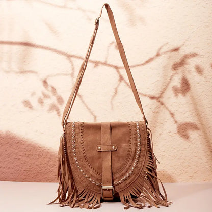 Elmirana | Ladies Crossbody Bag With Tassel - Brown