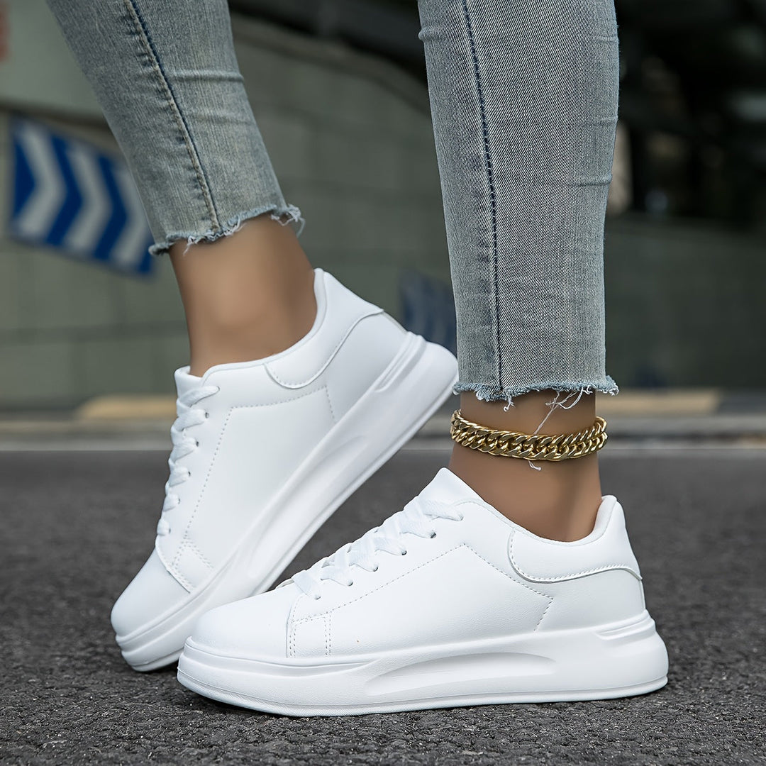 Amira | Classic White Lace-up Sneakers For Women