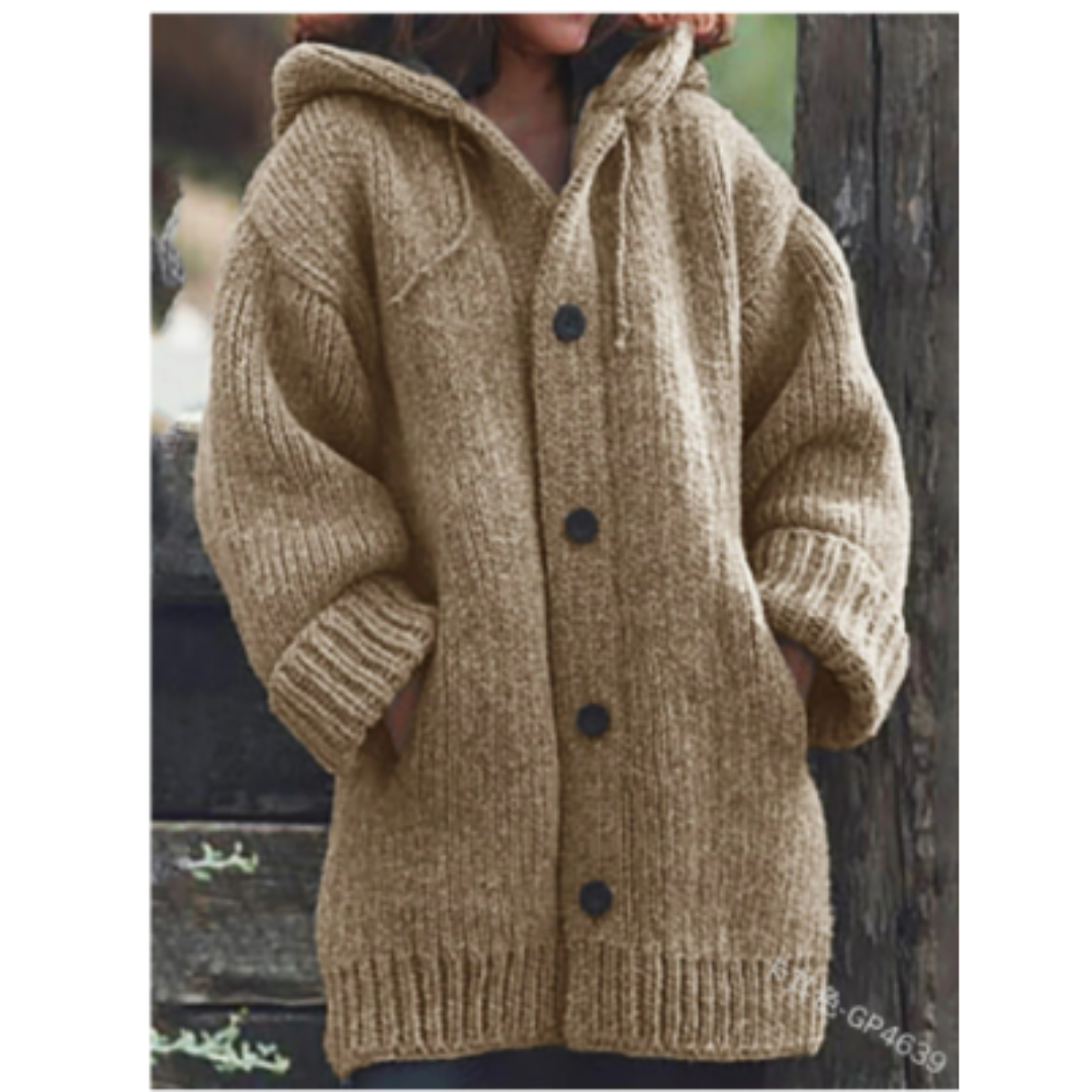 Corina | Cozy Knitted Coat With Hood For Women