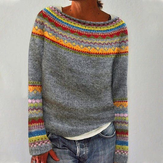 Krindes | Retro Knitted Sweater for Women