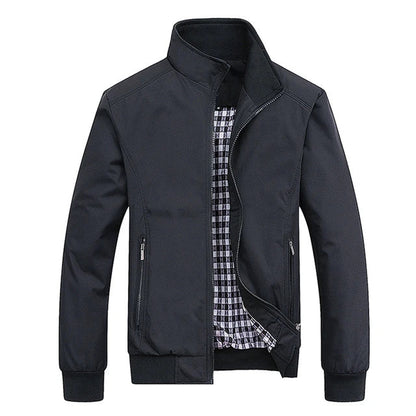 Charzeno | Blue Windproof With Stand-up Collar Men's Transition Jackets