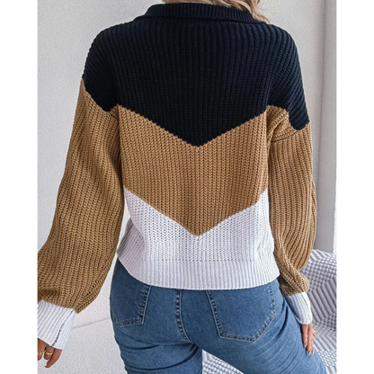 Contrane | Chic Women's Knitted Sweater With Lapel Detail