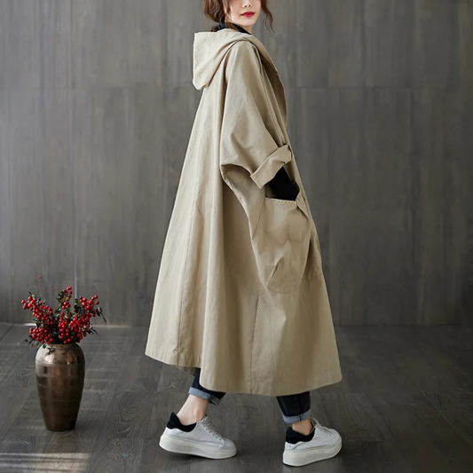 Trencave | Oversized Hooded Trench Coat for Women - Stylish & Practical