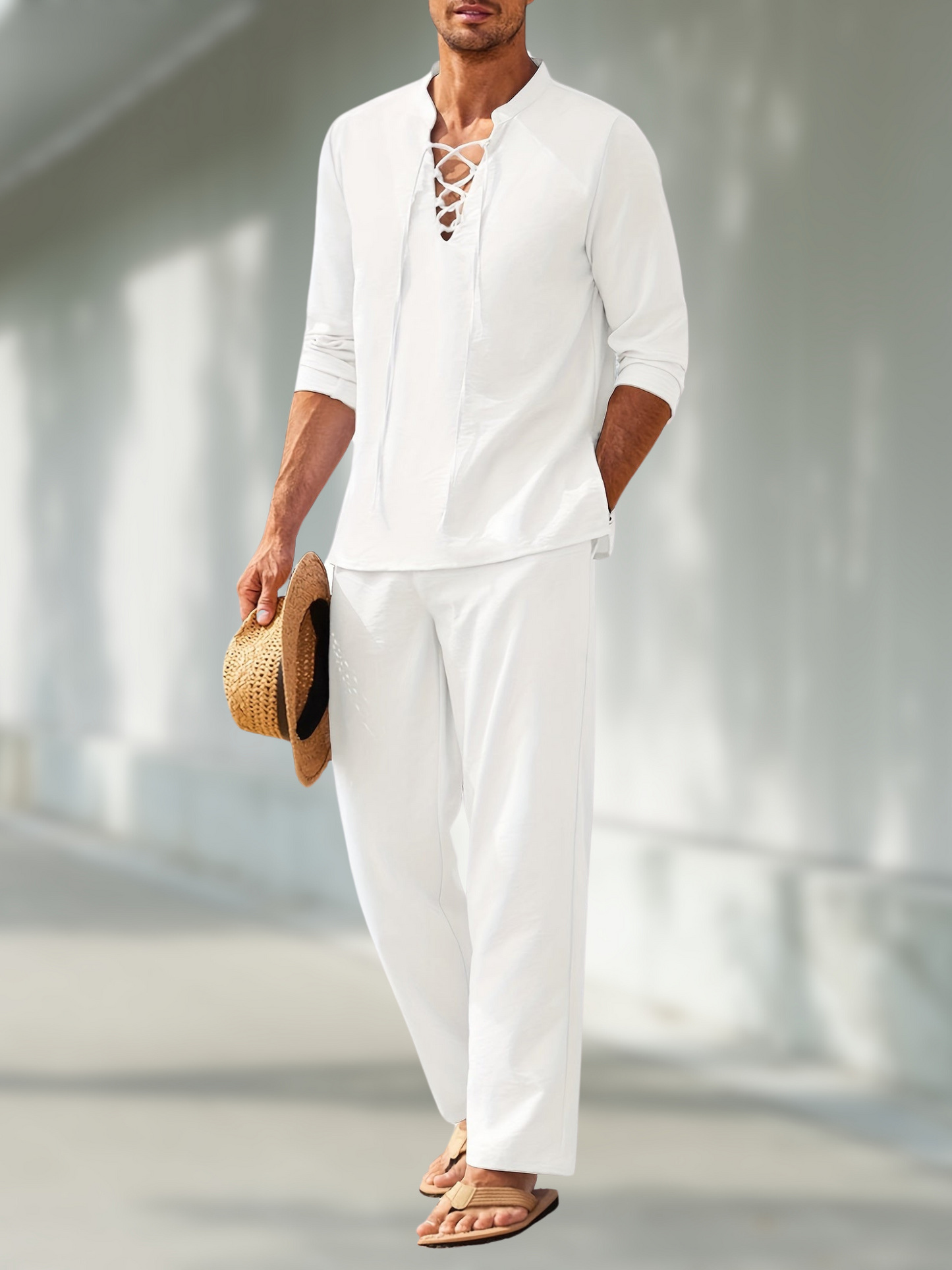 Lio | Linen Set For Men With V-Neck - Stylish & Comfortable