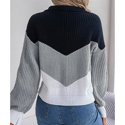 Contrane | Chic Women's Knitted Sweater With Lapel Detail