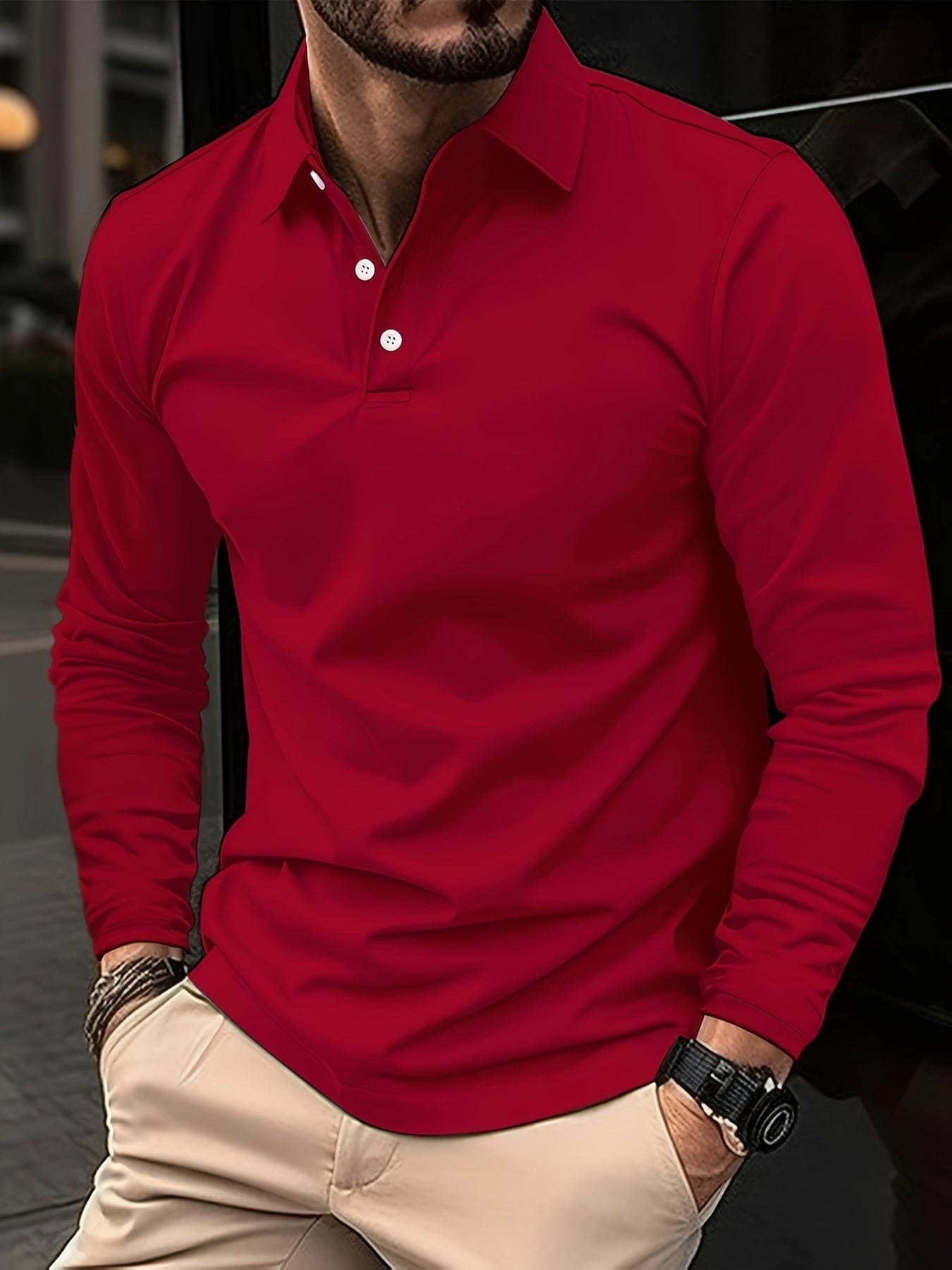 Denavio | Elegant Long Sleeve Polo Shirt