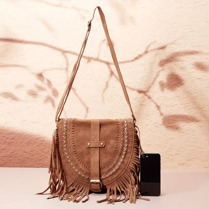 Elmirana | Ladies Crossbody Bag With Tassel - Brown