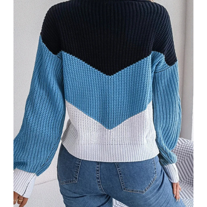 Contrane | Chic Women's Knitted Sweater With Lapel Detail