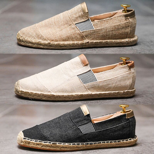 Besdian | Handmade Canvas Straw Shoes - Loafers