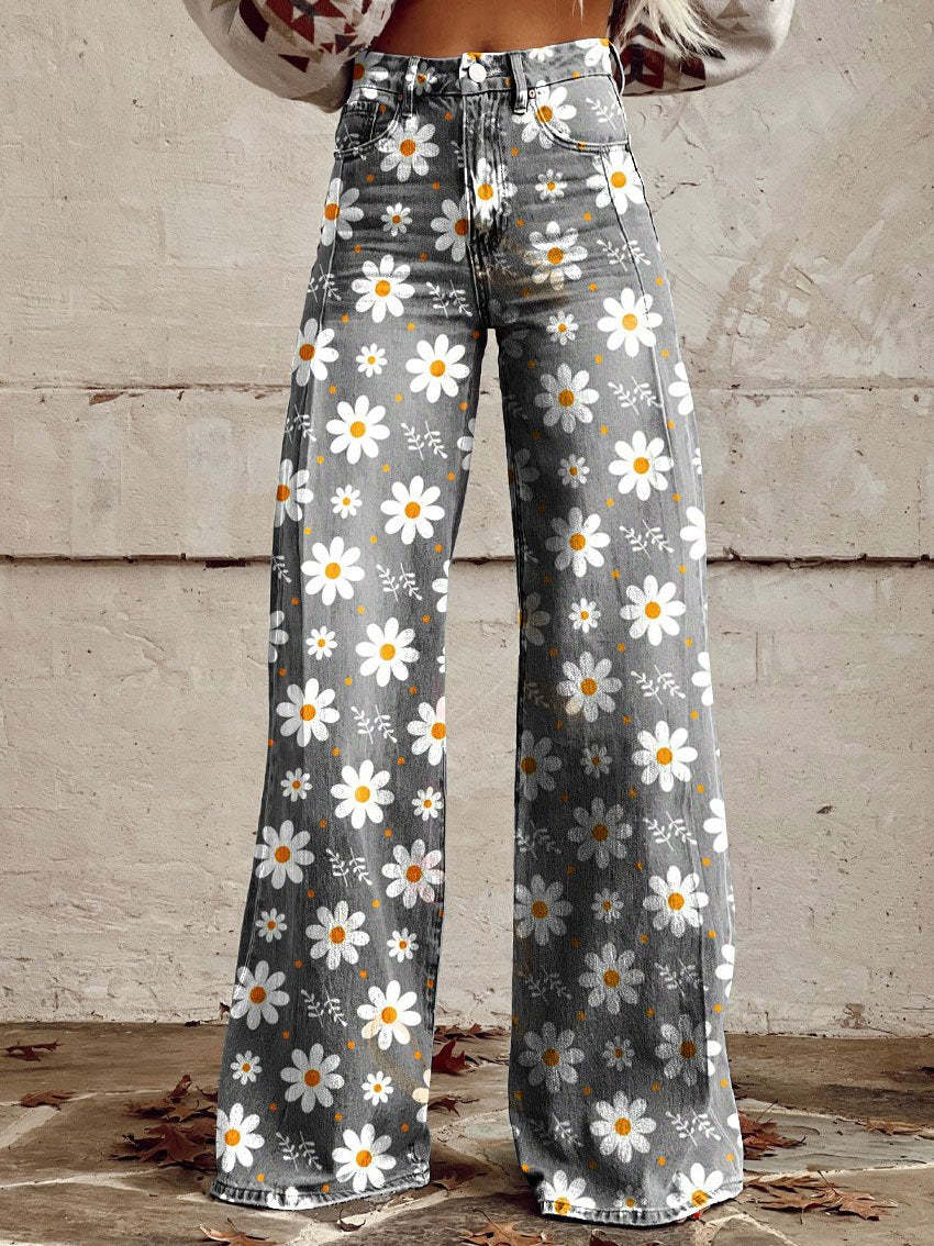 Clayne | Floral Wide Leg Pants For Stylish Women