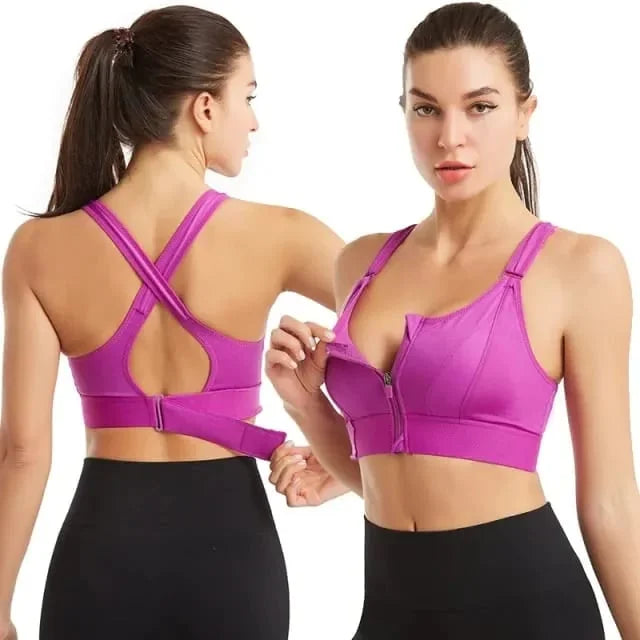 ActiveBra Wireless Support Super Tight Impact Resistant Zipper Sports Bra