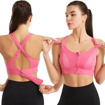 ActiveBra Wireless Support Super Tight Impact Resistant Zipper Sports Bra