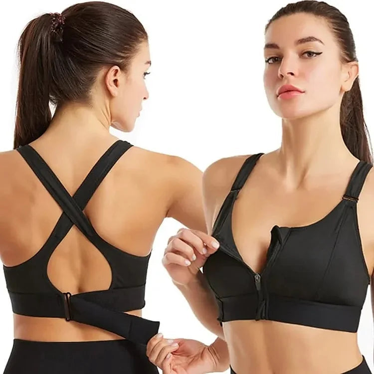 ActiveBra Wireless Support Super Tight Impact Resistant Zipper Sports Bra