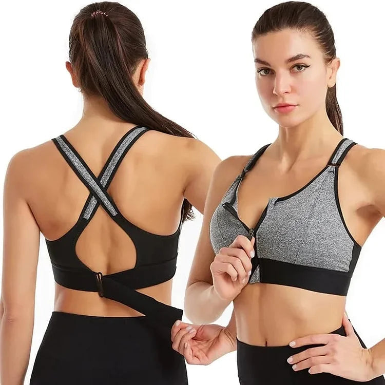 ActiveBra Wireless Support Super Tight Impact Resistant Zipper Sports Bra