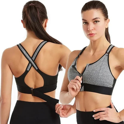 ActiveBra Wireless Support Super Tight Impact Resistant Zipper Sports Bra