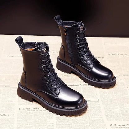 Allin | Black leather winter boots