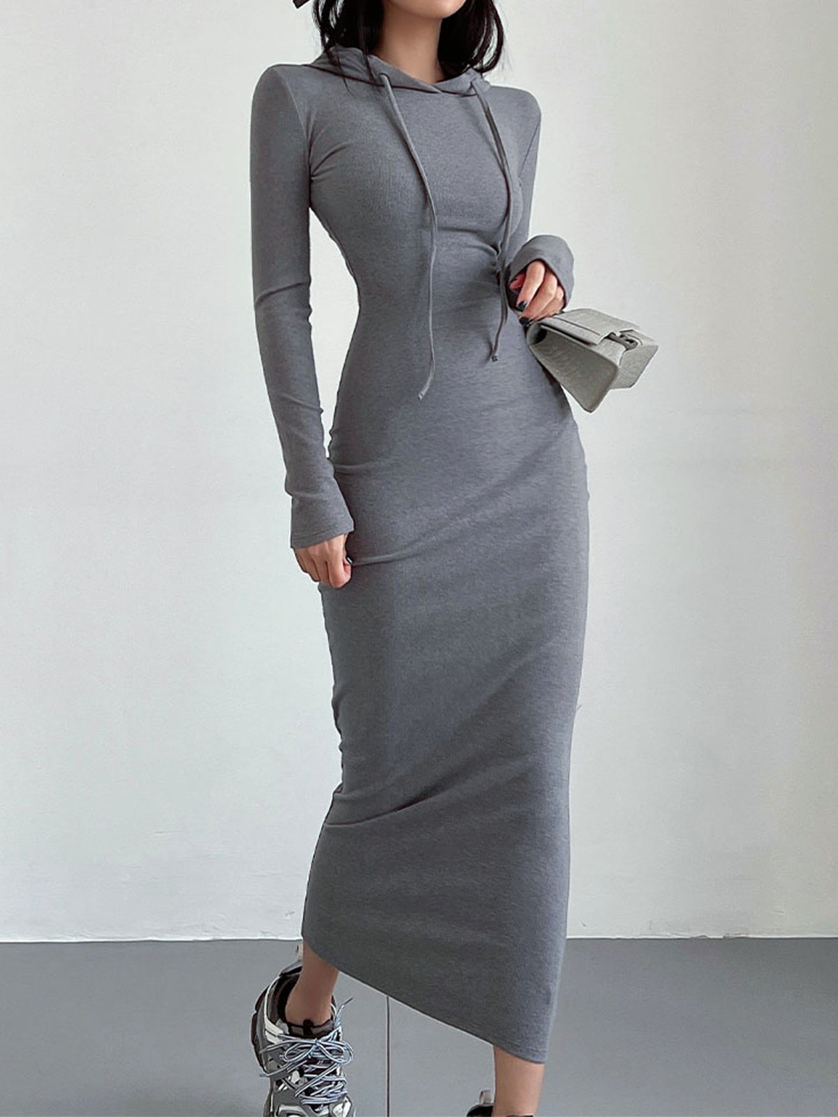 Disa | Comfortable Women's Fall Dress With Hood And Kangaroo Pocket