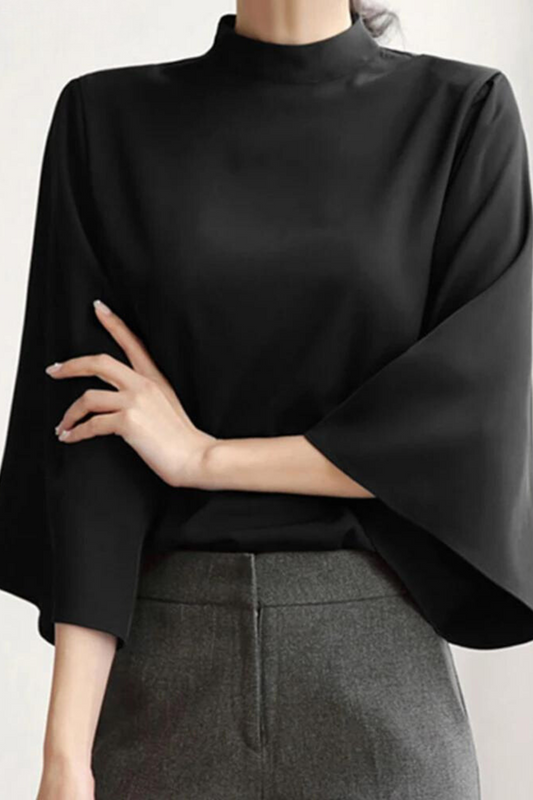 Malene | Blouse With Stand-Up Collar And Bell Sleeves