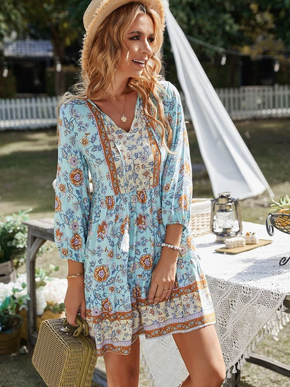 Selma | Floral Boho Dress With Long Sleeves