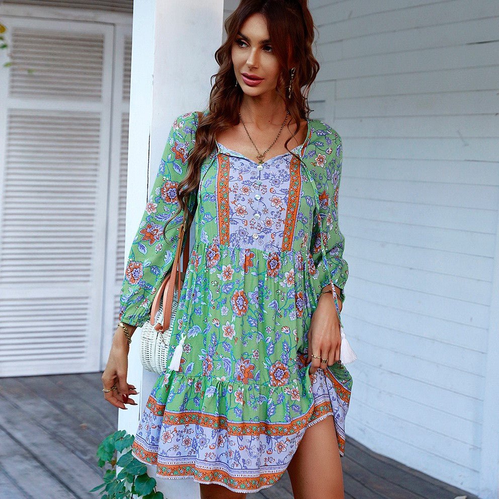 Selma | Floral Boho Dress With Long Sleeves