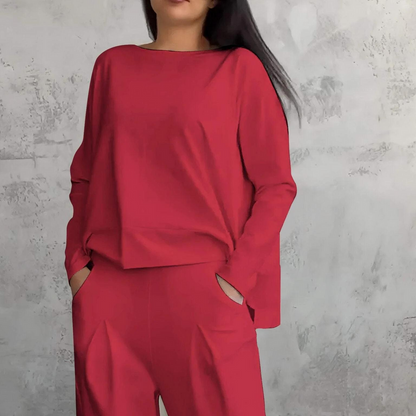 Anniva | Comfortable Two-Piece Set With Round Neckline