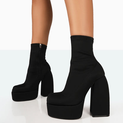 Charlie black nylon ankle boots