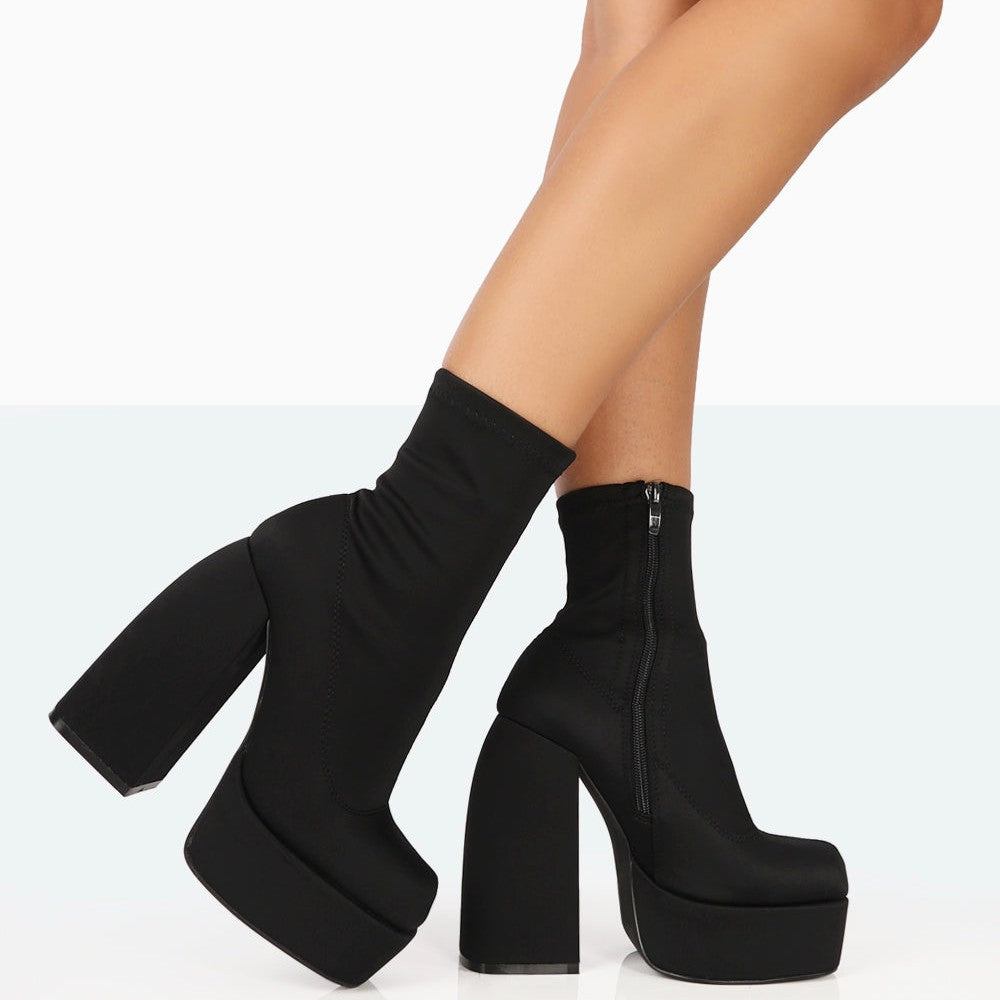 Charlie black nylon ankle boots