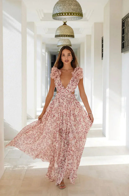 Mélina | Cutout Ruffle Maxi Dress for Elegant Occasions