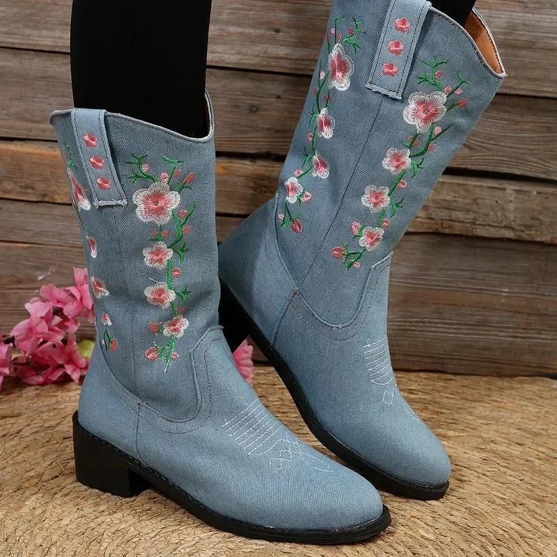 Westia | Stylish Western Boots With Floral Charm