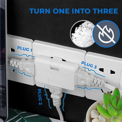 Fixio 3-way flat plug socket