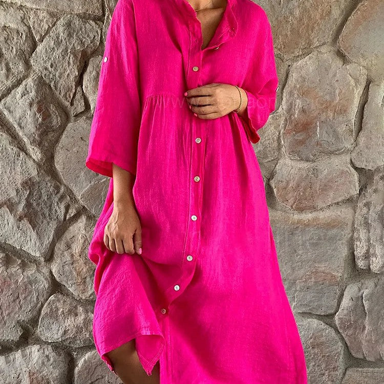 Hedia Casual Cotton Linen Dress