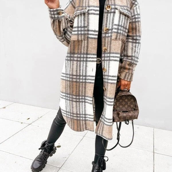 Jelissa Long Plaid Coat for Women