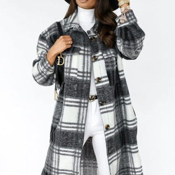 Jelissa Long Plaid Coat for Women