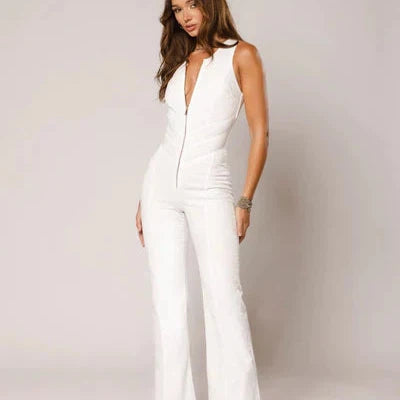 July Hollywood Heart Deep V-neck Bodycon Jumpsuit