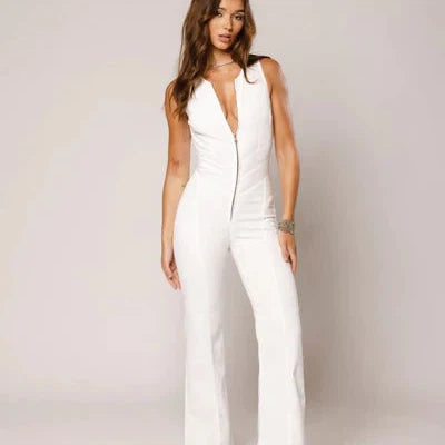 July Hollywood Heart Deep V-neck Bodycon Jumpsuit