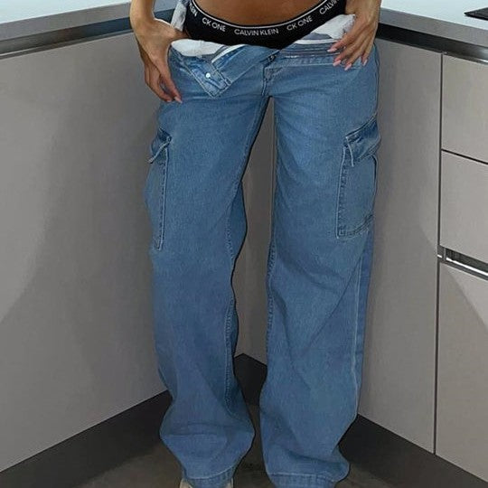 Kozi Cargo-Jeans with high waist Y2K