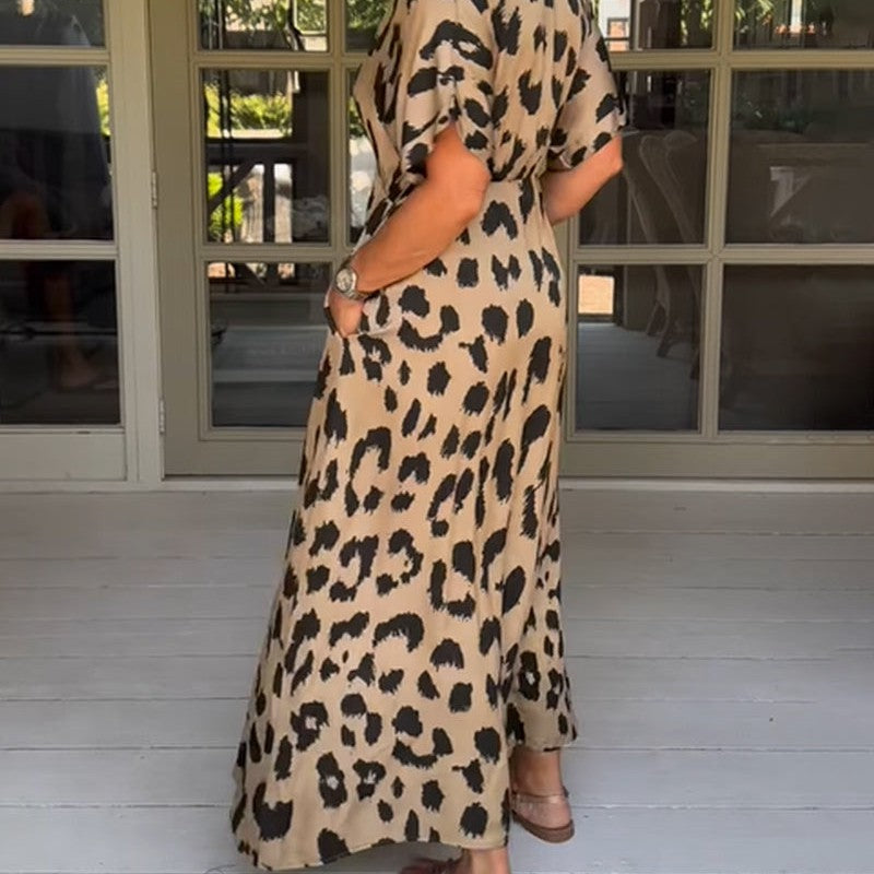 Lavena women's dress with leopard print