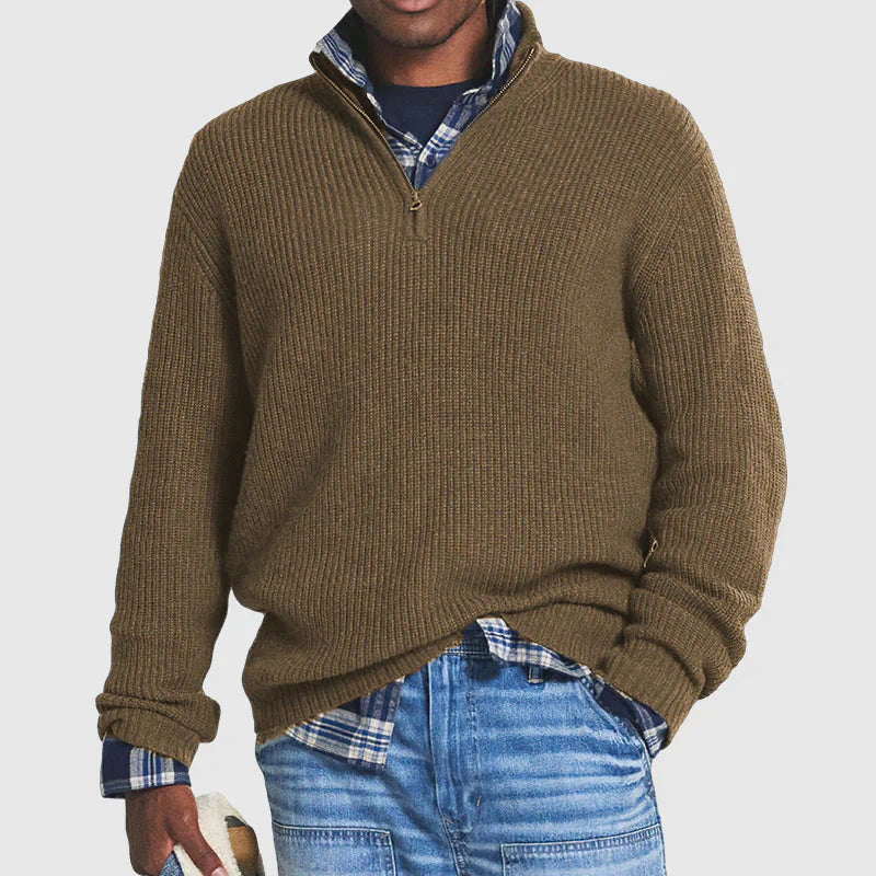 Casual business sweater with zipper