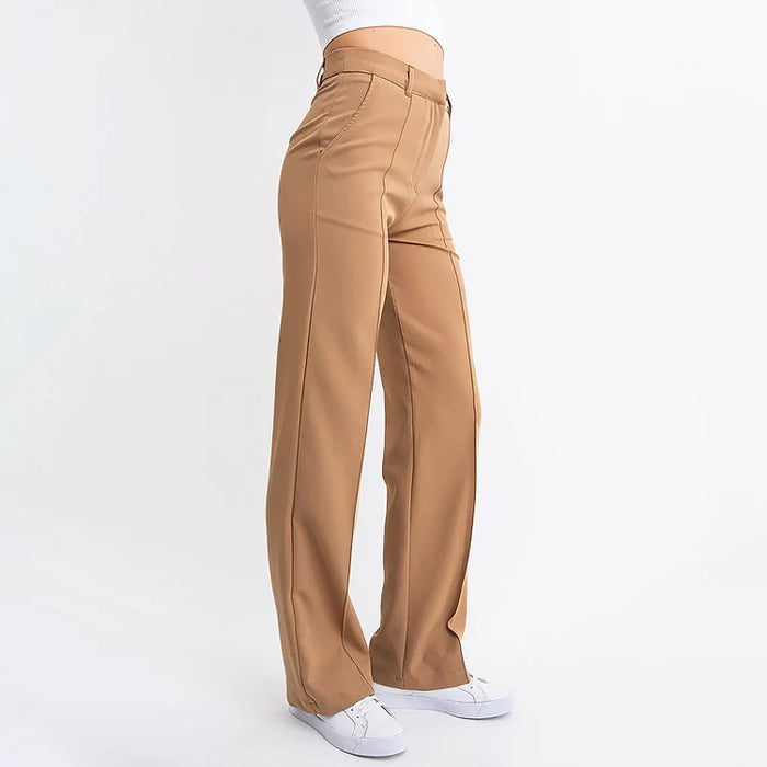 Linen high-waisted trousers with pleats