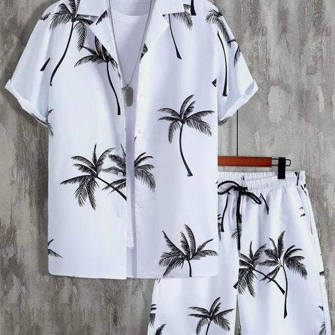 Lory Men's Palm Tree Shirt with Matching Shorts