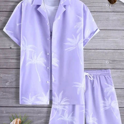 Lory Men's Palm Tree Shirt with Matching Shorts