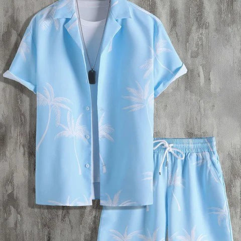 Lory Men's Palm Tree Shirt with Matching Shorts