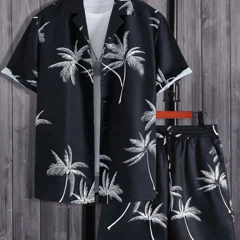 Lory Men's Palm Tree Shirt with Matching Shorts