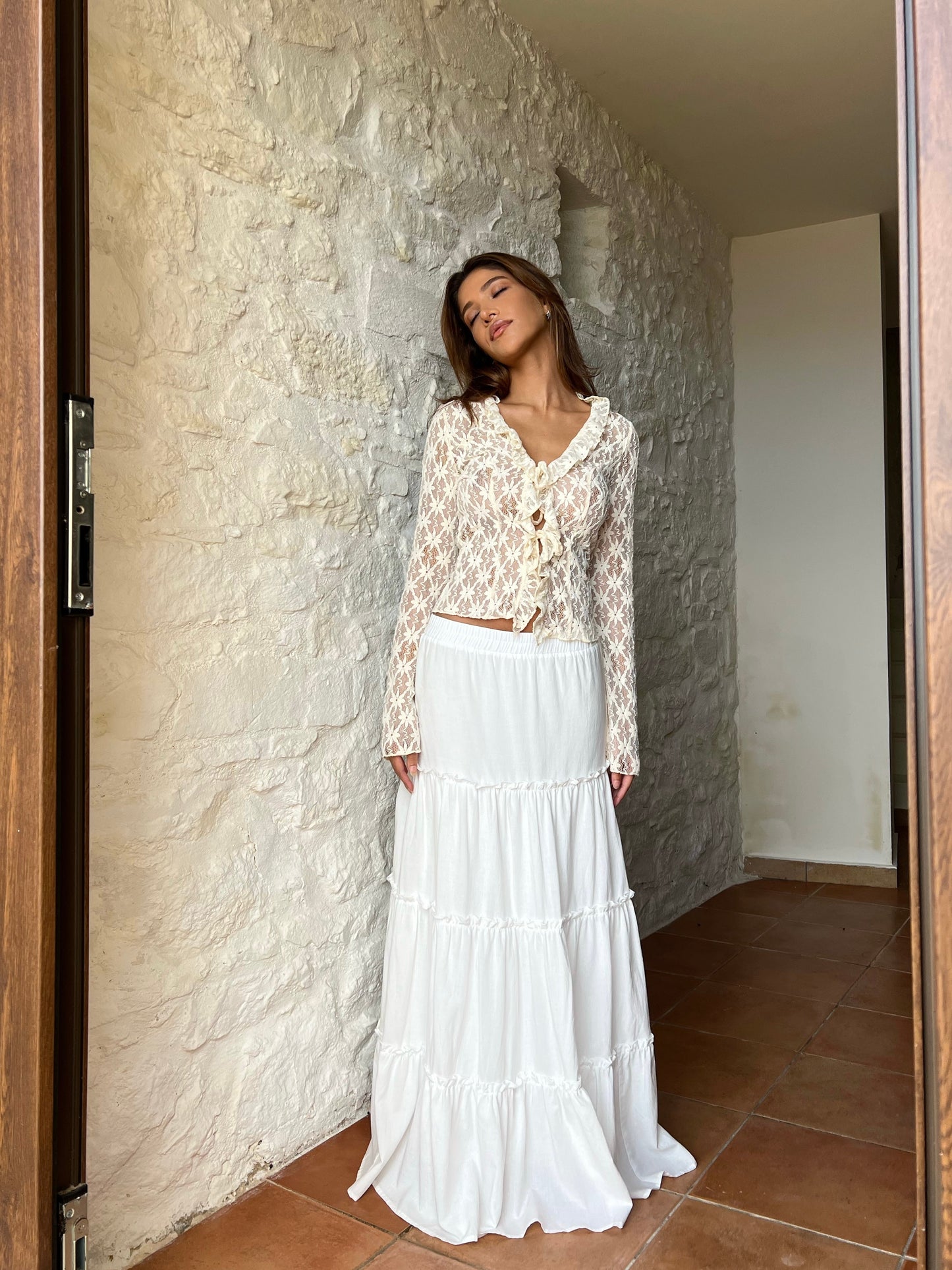 Bentee | Long Boho Maxi Skirt With Tiers For Summer