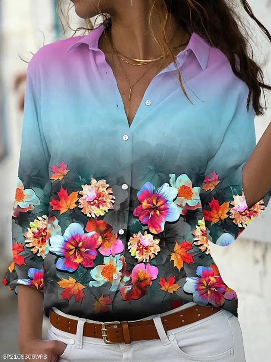 Mazdia | Autumn Blouse With Floral Pattern