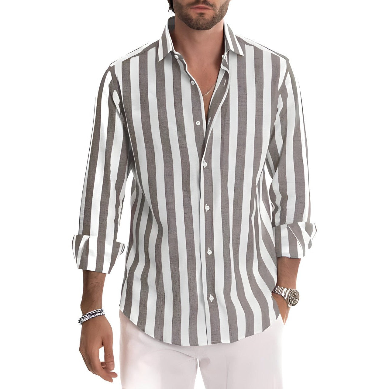 Nickos men's striped polo shirt
