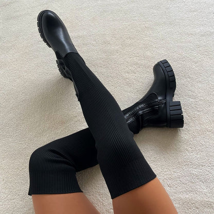 Nord Thigh High Stretch Knit Boots