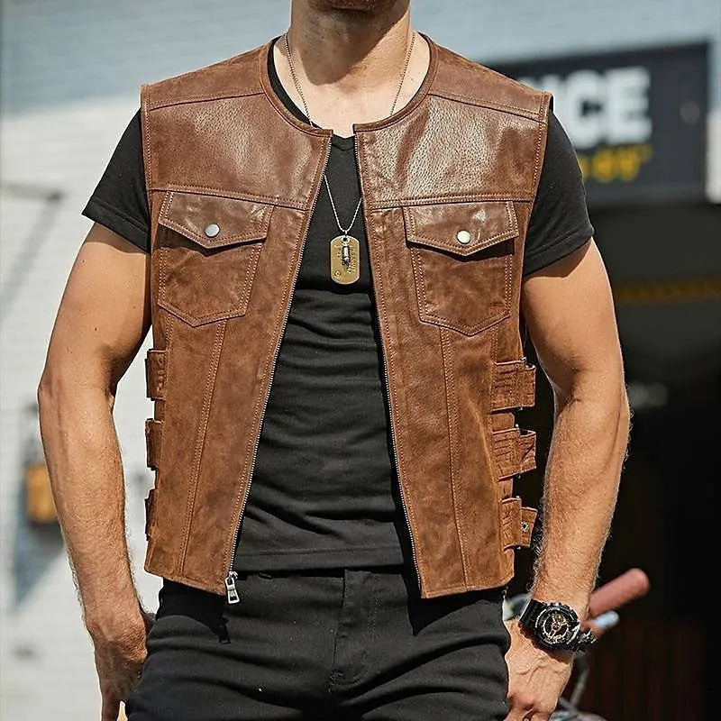 Severin | Robust Men's Leather Waistcoat For Everyday & Outdoor Use