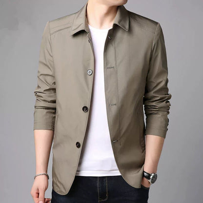 Emanuall | Casual Monochrome Jacket With Fold-Up Collar